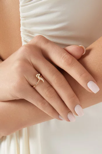 Oula XS Arabic Letter 'Meem' Diamond Ring in 18kt Gold