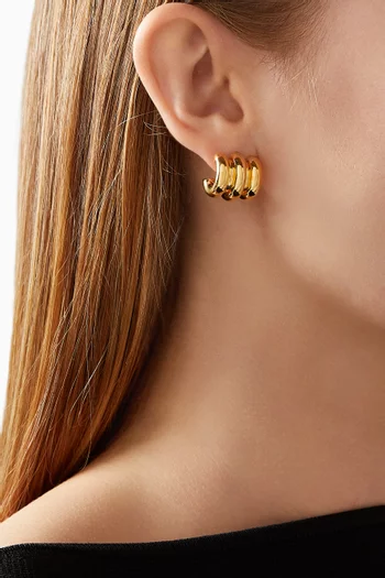 Small Chubby Tripple Earrings in 18kt Gold-plated Brass