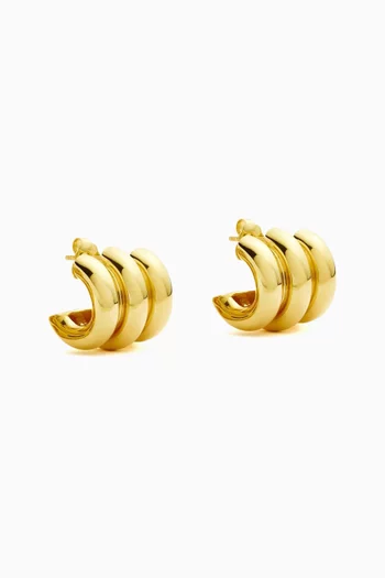 Small Chubby Tripple Earrings in 18kt Gold-plated Brass