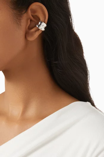 Sculptural Chubby Single Ear Cuff in Rhodium-plated Brass