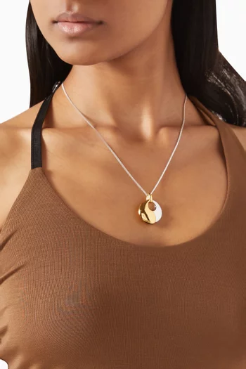 Sculptural Pebble Pedant Necklace in 18kt Recycled Gold-plated Brass