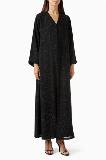 V-neck Printed Abaya in Chiffon