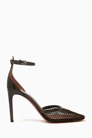 High Fishnet 90 Pumps in Patent Leather