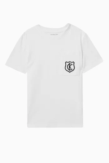 Crest Logo Pocket T-shirt in Cotton Jersey
