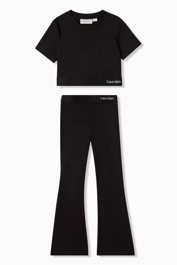 Logo Crop T-shirt in Viscose Blend