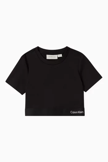 Logo Crop T-shirt in Viscose Blend