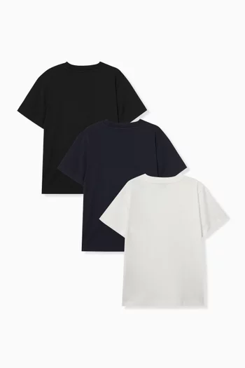 طقم تي شيرت قطن بشعار الماركة، 3 قطع