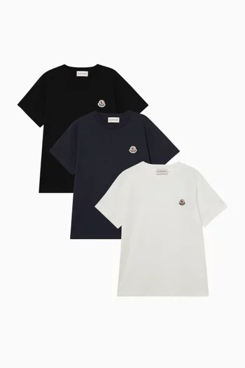 طقم تي شيرت قطن بشعار الماركة، 3 قطع