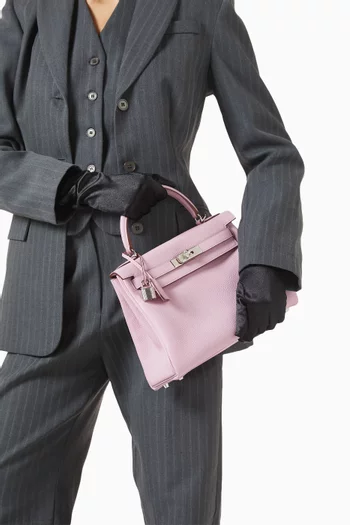 Kelly 28 Top-handle Bag in Clemence Leather & Palladium Hardware
