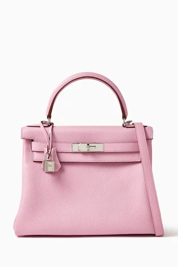 Kelly 28 Top-handle Bag in Clemence Leather & Palladium Hardware