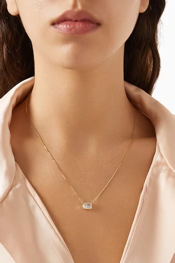 Emerald Cut Bezel Necklace in 14kt Gold-plated Sterling Silver