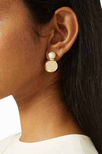 أقراط متدلية اسينشيال مزينة باللؤلؤ معدن