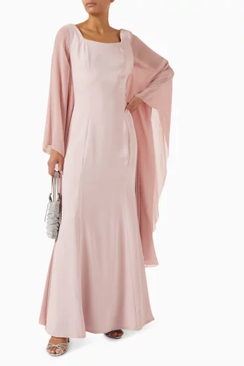 Frill Sleeve Dress in Organza & Crepe