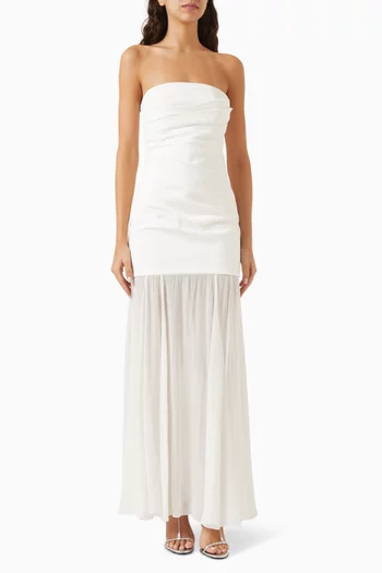 Lunar Strapless Draped Maxi Dress