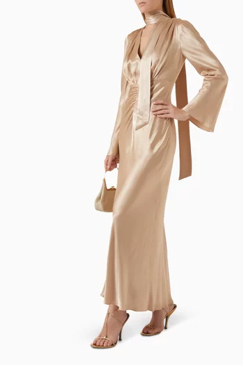 La Lune Plunged Maxi Dress