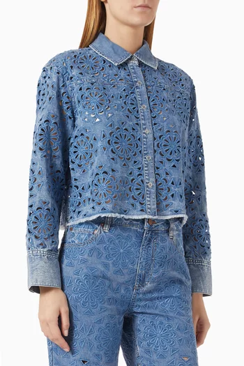 Finely Lasercut Shirt in Denim