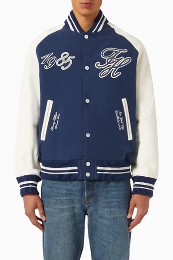The Back Logo Varsity Jacket in Cotton-blend