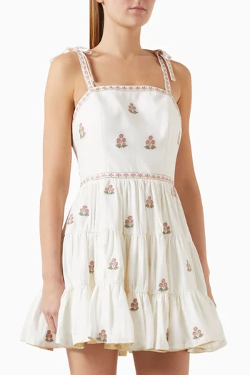 Naz Embroidered Mini Dress in Linen