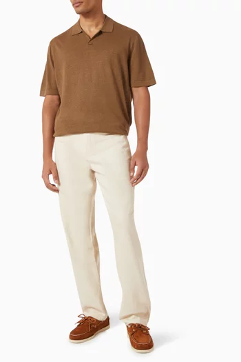 تي شيرت بولو إيمانويل نسيج من مزيج الكتان