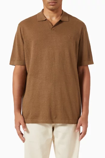 تي شيرت بولو إيمانويل نسيج من مزيج الكتان