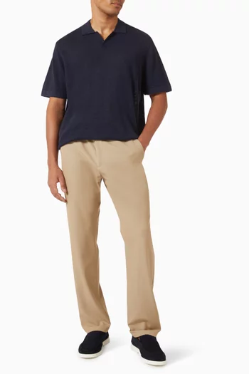 تي شيرت بولو إيمانويل نسيج من مزيج الكتان