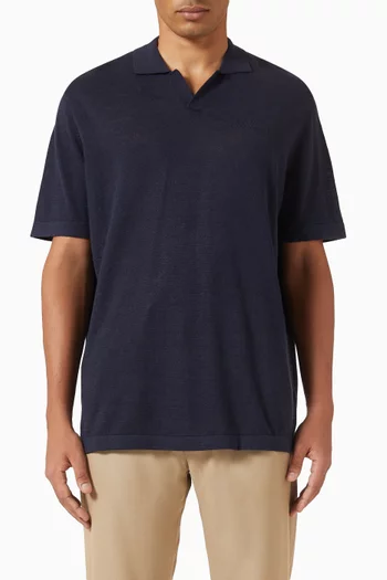 تي شيرت بولو إيمانويل نسيج من مزيج الكتان