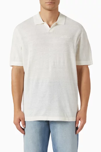 تي شيرت بولو إيمانويل نسيج من مزيج الكتان