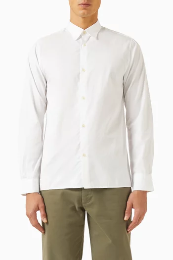 Soft Collar Shirt in Organic Cotton-poplin