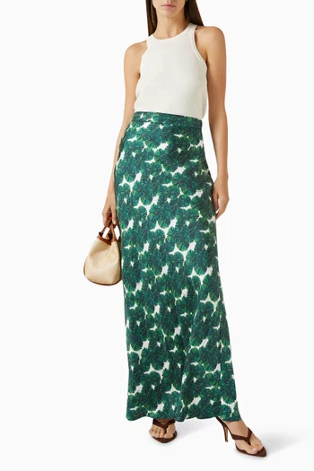 Recital Printed Maxi Skirt in Silk-twill