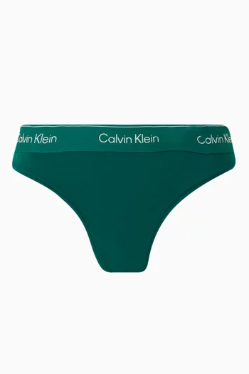 سروال داخلي بتصميم ثونغ بشعار الماركة قطن