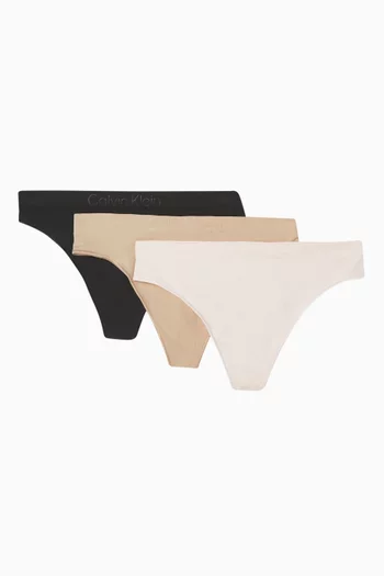 طقم ثونغ بدون حياكة وقماش مقوى، 3 قطع