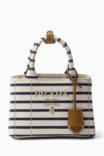 Mini Jardinière Bag in Striped Canvas