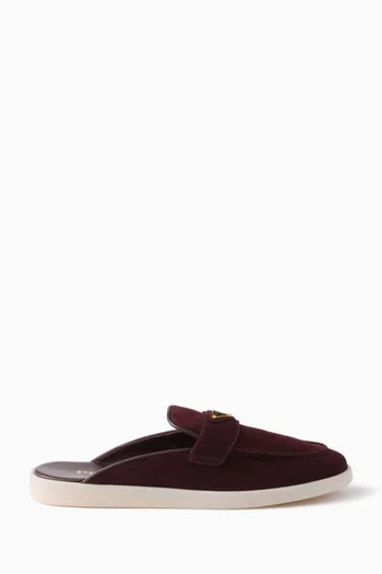 Triangle Logo Mules in Suede