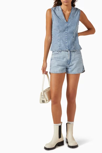 Ava V-neck Top in Denim