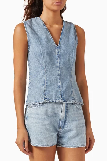 Ava V-neck Top in Denim
