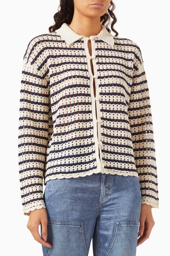 Khloe Stripe Cardigan in Cotton Blend