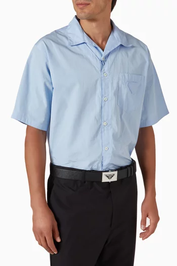 Triangle Logo-buckle Belt in Saffiano Leather
