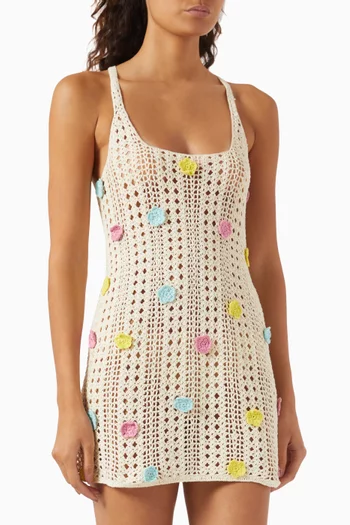 Zoie Flower Cover-up Mini Dress in Crochet