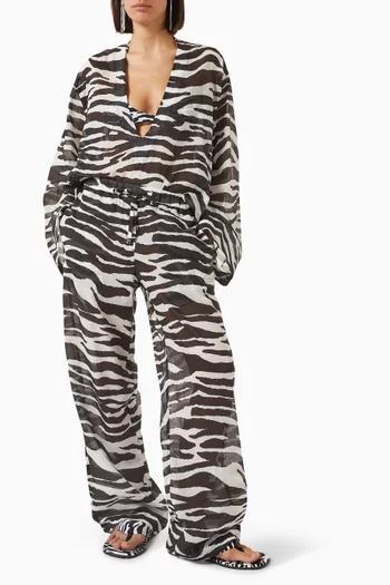 Zebra-print Pants in Cotton Muslin