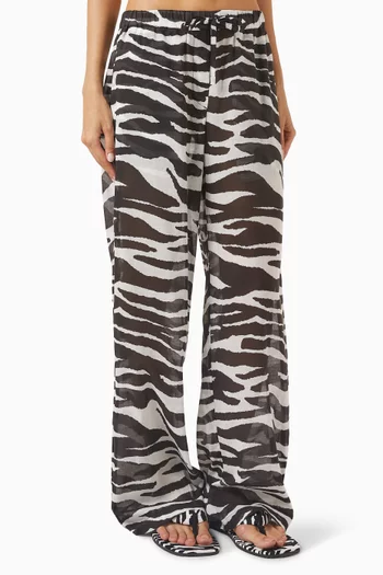 Zebra-print Pants in Cotton Muslin