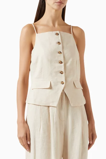 Yastunni Waistcoat Top in Linen-blend