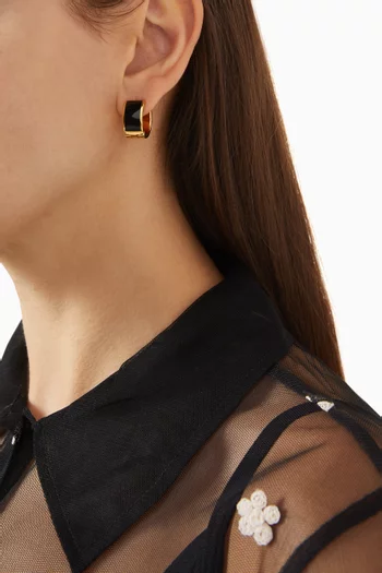 Signature Enamel Hoop Earrings in 18kt Gold-plated Brass