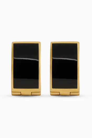 Signature Enamel Hoop Earrings in 18kt Gold-plated Brass