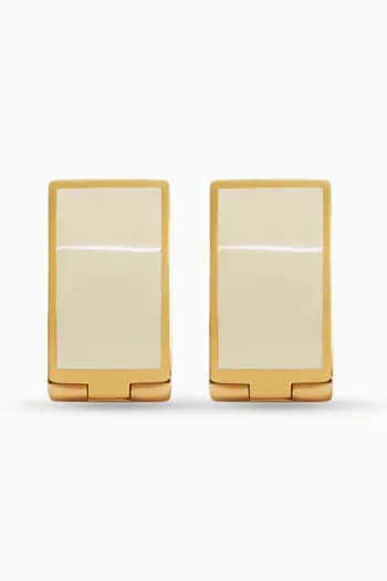 Signature Enamel Hoop Earrings in 18kt Gold-plated Brass