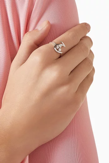 Arabic Initial  'J' Trio Sparkle Diamond Ring in 18kt White Gold