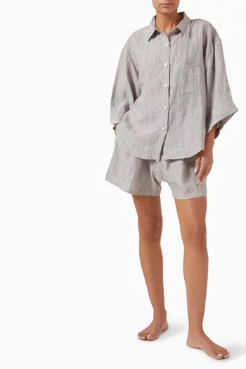 Oversized Shirt & Shorts Set in Linen