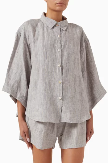 Oversized Shirt & Shorts Set in Linen