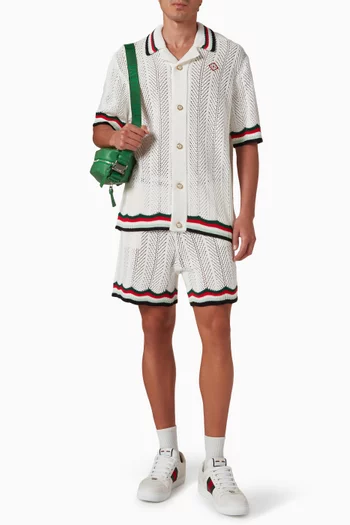 شورت كروشيه بخطوط شيفرون قطن