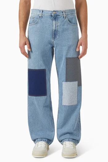 Zine Embroidered Patch Jeans in Denim