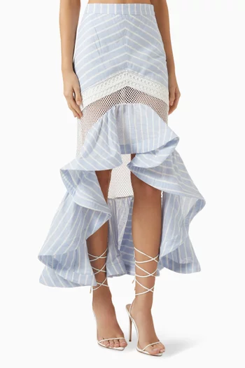 Marine Midi Skirt in Linen-blend